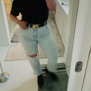 Abercrombie Curve Love 90’s Straight Ultra High Rise Distressed Jeans